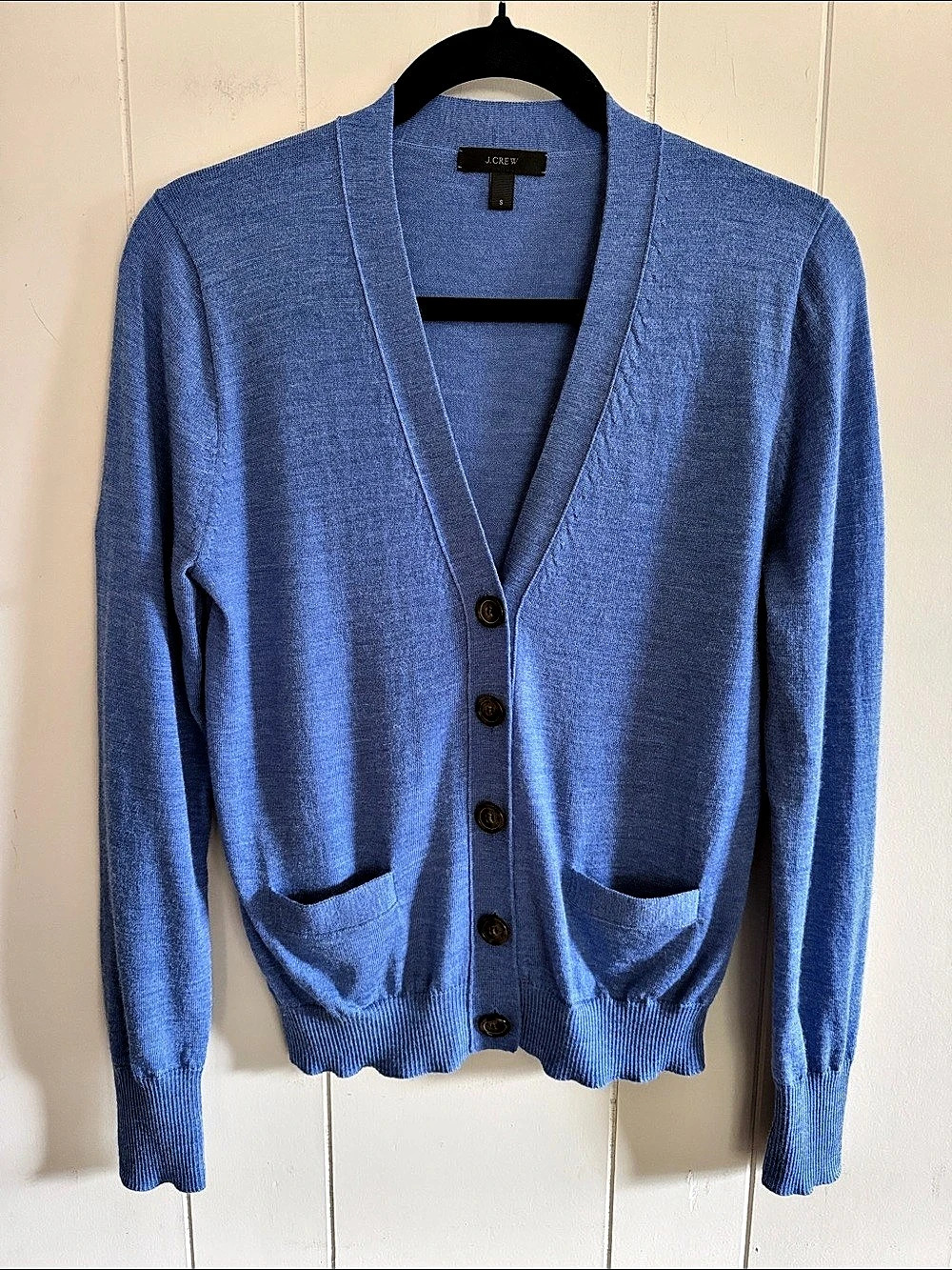 J. Crew Merino Wool Cardigan Blue Small Preppy Old Money Quiet Luxury Academia